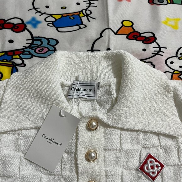 White Casablanca Logo Knit Polo - Picture 2 of 7